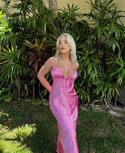 Load image into Gallery viewer, Zara - Ruffle Satin Midi in Pink