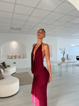 Load image into Gallery viewer, B The Label - Wine Cowl Tie Maxi Dress