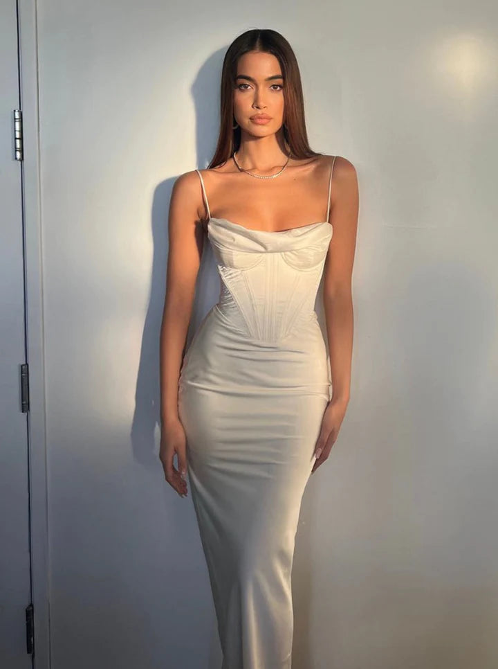 House of CB Charmaine Corset Maxi Dress in Ivory