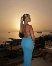 Load image into Gallery viewer, Zara - Long Draped Halter Maxi in Electric Blue