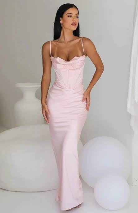 House of CB - Charmaine Corset Maxi Dress in Pink