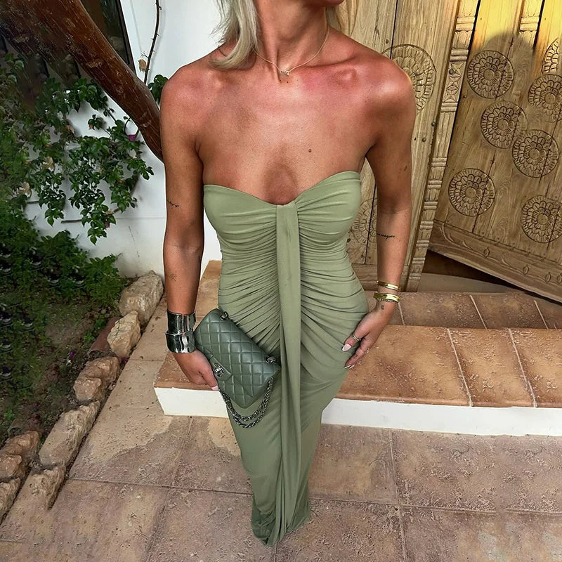 Club London - Ali Sweetheart Maxi in Olive