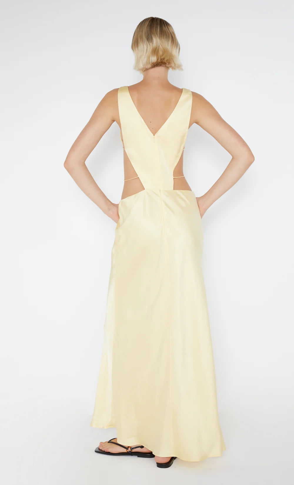 green emerald velvet dress BEC + BRIDGE - AGATHE DIAMOND DRESS (BUTTER YELLOW)