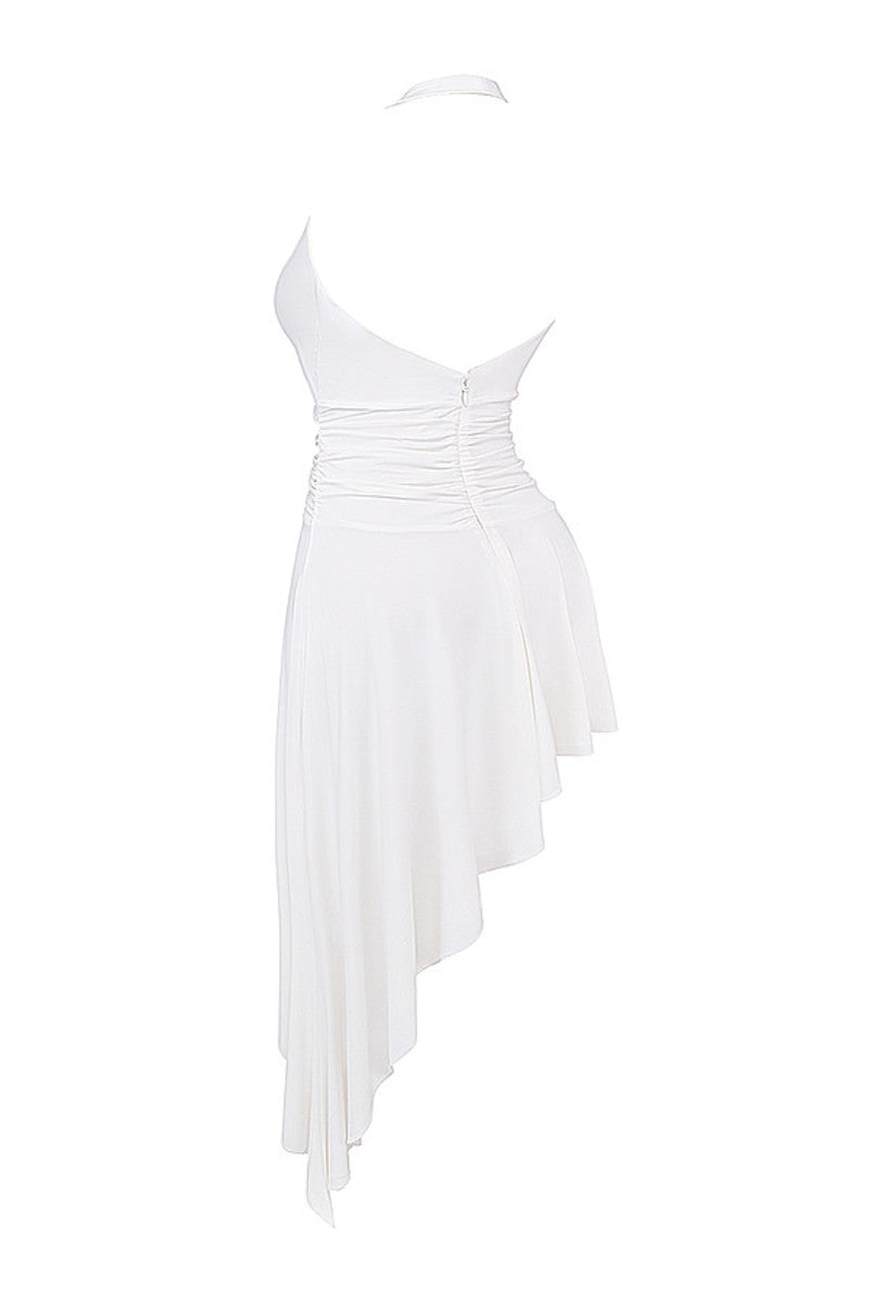 mistress rocks white plunge asymmetric dress Mistress Rocks