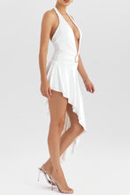 Load image into Gallery viewer, Mistress Rocks - White Plunge Asymmetric Dress
