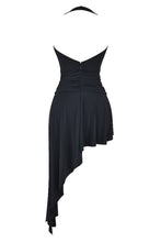 Load image into Gallery viewer, Mistress Rocks - Black Plunge Asymmetric Dress
