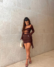 Load image into Gallery viewer, Oh Polly - Zehra Mini Dress in Chocolate
