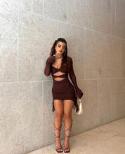 Load image into Gallery viewer, Oh Polly - Zehra Mini Dress in Chocolate
