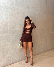 Load image into Gallery viewer, Oh Polly - Zehra Mini Dress in Chocolate
