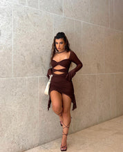 Load image into Gallery viewer, Oh Polly - Zehra Mini Dress in Chocolate
